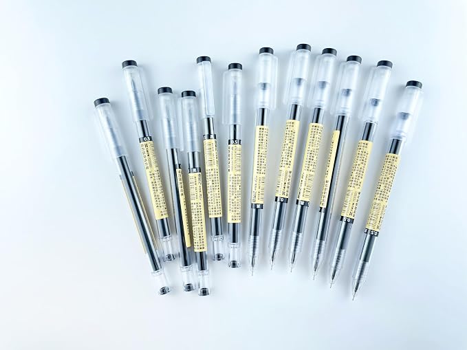 12 Pcs 0.5mm Black Gel Ink Pen Japanese Stationery Extra Fine Chinese Ballpoint Pen for Office School Korean Stationery Supply