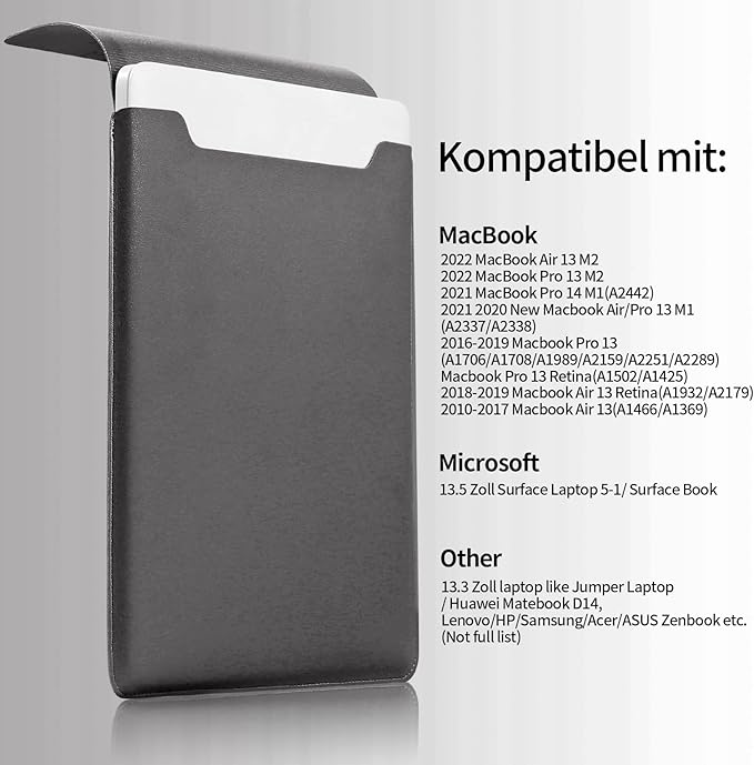 Compatible with Apple 14/13.3 inch Laptop Sleeve, Padded Case, Portable, Compatible with 2022 Pro/2015 Pro/Air (Dark Gray)