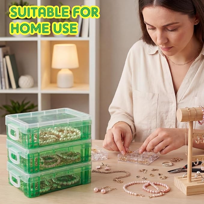 Suzile 25 Pcs Plastic Crayon Boxes with Snap Lids Crayon Storage Organizer Stackable Container Bulk Pencil Case for Pen Crafts Classroom Supplies (Dark Green)