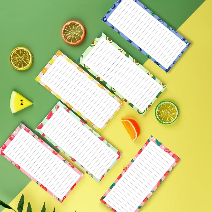 AZUREAL 7 Pack Magnetic Notepads for Refrigerator, Magnetic Notepads for Refrigerator, Fruit Design Grocery List Pad for Fridge, Full Magnet Back Shopping Lists, 30 Sheets Per Note Pads