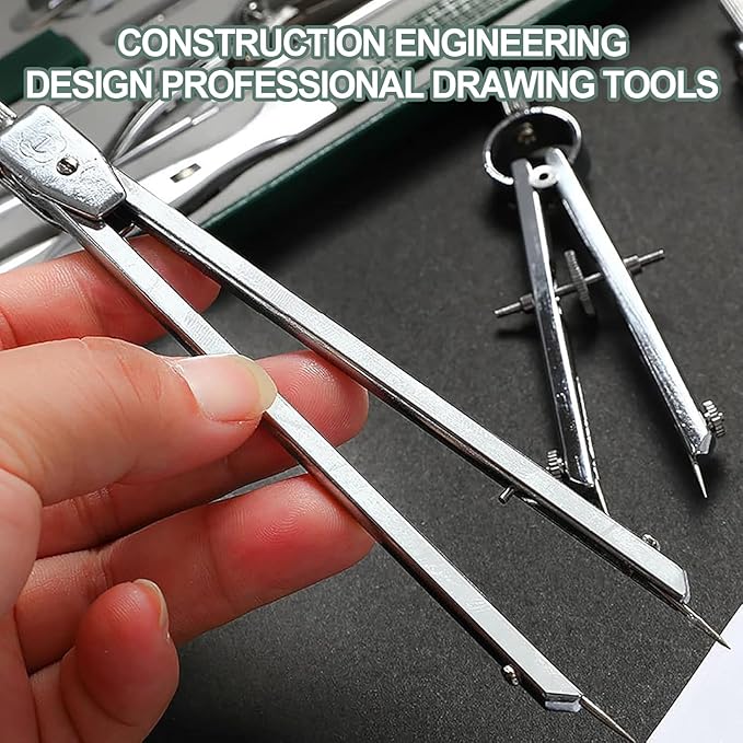 23 Piece Geometry Kit, Construction Engineering Design Professional Drawing Tools, with Large Extension Beam, for Drafting, Math and Making Circles, School, Drafting, Architecture