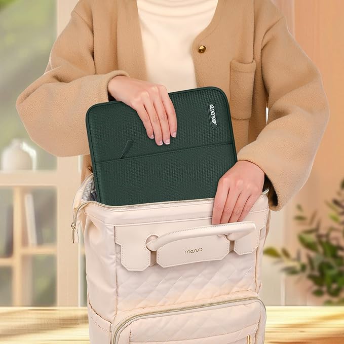 MOSISO Laptop Case 15 inch, 15 inch Laptop Sleeve Compatible with MacBook Air M5 A3448 M4 A3241 M3 A3114 M2 A2941 2026-2023, Dell XPS, Polyester Vertical Computer Sleeve Bag with Pocket,Midnight Green