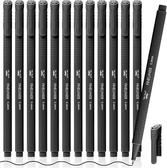 Mr. Pen- Black Fineliner Pens, 12 Pack, 0.4mm Fine Point, Smooth Bible Journaling Pens for Note-Taking, Sketching, Planning, Art Projects, Small Detailing, Fine-Ink Drawings, School Supplies