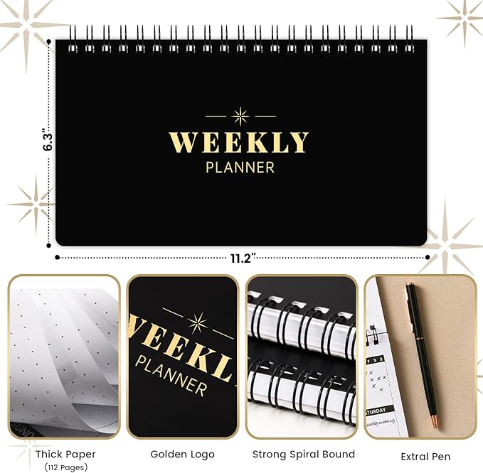 Weekly Planner - Undated Planner for Whole Year, Weekly To Do List, Planner Daily Weekly and Monthly, Goals Scheduled Planner with Habit Tracker, 55 Weeks, 6.3''x11.2''