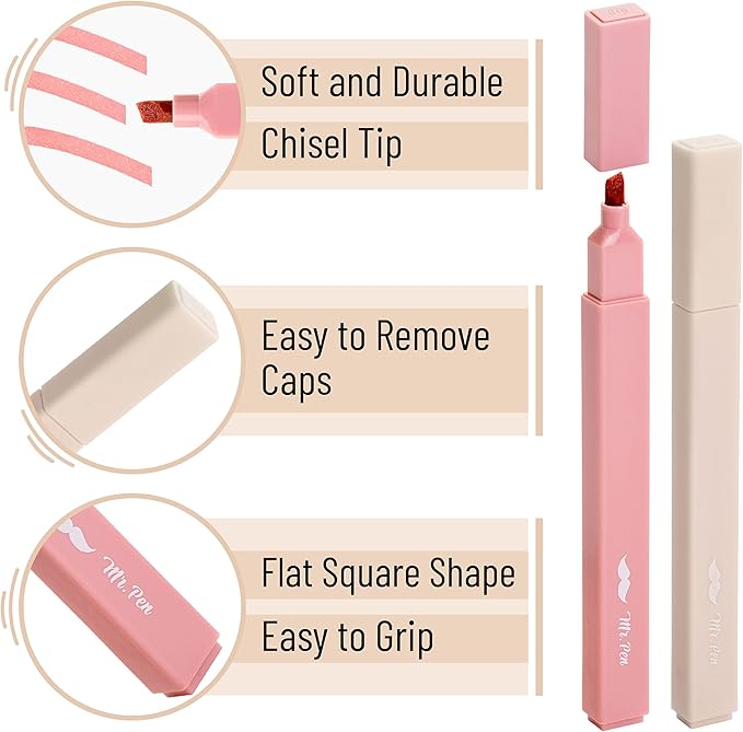 Mr. Pen- Aesthetic Highlighters No Bleed, 8 Pack, Pastel Colors, Chisel Tip, Cute Highlighters Assorted Colors for Journaling, Highlighting, Underlining, Fast Dry, Back to School Supplies
