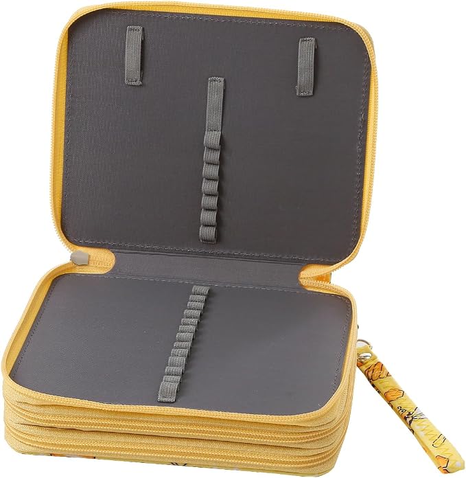 72 Slots Pencil Case Organizer w/Removal Handle Strap | 3-Layer Zipped Pencils Box Large for Colored Pencils Watercolor Pencils for Office and Travel for Artist