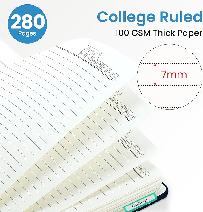 ZOTIA Large Spiral Notebooks for Work 5 Subject with Removable Dividers