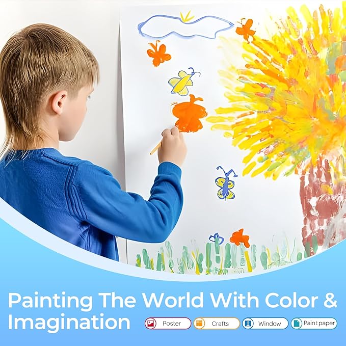 Nicpro 24 Colors Washable Finger Paint Set for Toddlers (2 oz), Non-Toxic & Baby Safe Paint for Hand and Feet, Mess Free Finger Painting Art Supplies for Kids Age 1-3 4 5 6+, Preschool Learning Gifts