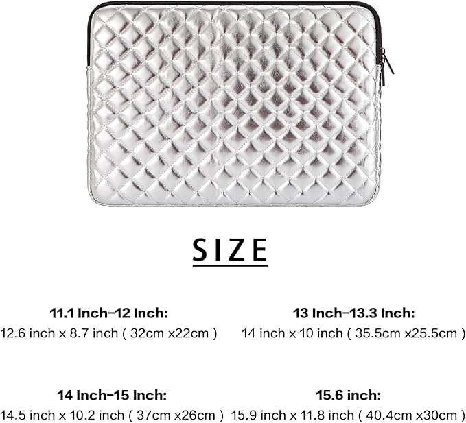 Puffy Laptop Sleeve 11 12 13 13.3 14 15 15.6 inch Puffy Laptop Case Protective Bag Quilted PU Leather Lined Padded