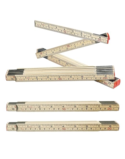 QWORK Folding Wood Rule, 4 Pack, 6FT 6 Inch Foldable Ruler with US and Metric Measurements for Carpenters