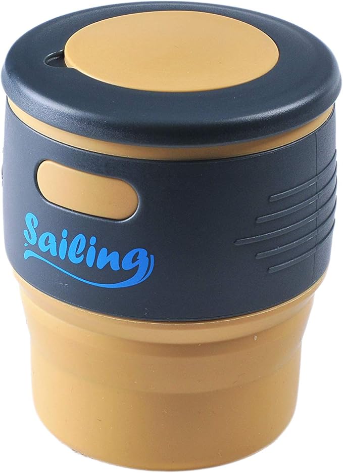 Sailing Collapsible Portable Reusable Silicone 12 fl oz Drinking/Coffee Cup/Mug. 100% food grade silicone. BPA Free (Khaki)