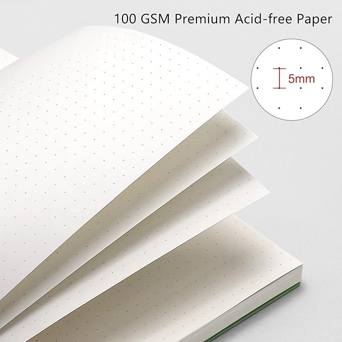 RETTACY Dotted Journal Notebook, 300 Pages, A4 Large Size (8.2'' × 11.2''), 100 GSM Thick Paper, Flexible Plastic Cover, Spiral-bound, for Journaling, Planning, Tracking (Transparent)