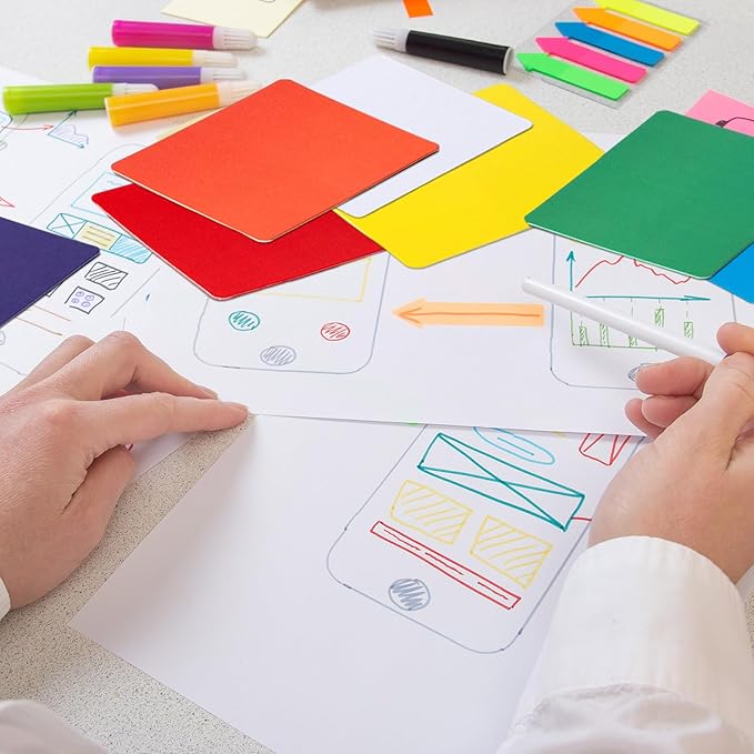 Harloon 100 Pcs Dry Erase Index Cards 2.5 x 3.5 Inch Laminated Reusable Dry Erase Note Cards Sheets for Office Home Housework to Do List (Colorful)