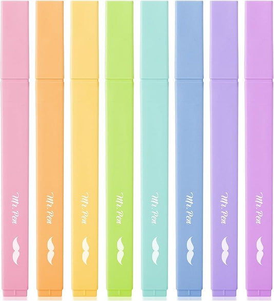 Mr. Pen- Aesthetic Highlighters No Bleed, 8 Pack, Pastel Candy Colors, Chisel Tip, Cute Highlighters Assorted Colors for Journaling, Highlighting, Underlining, Fast Dry, Back to School Supplies