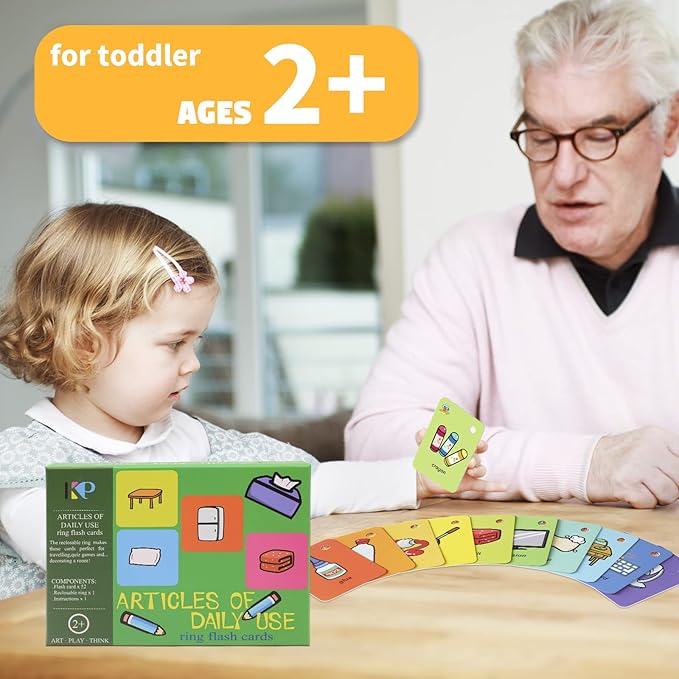 Preschool Toddler Flash Cards Sight Words with Pictures Learning Flash Cards for Kids Kindergarten 52 Pcs Articles of Daily Use with Ring(Articles of Daily Use)