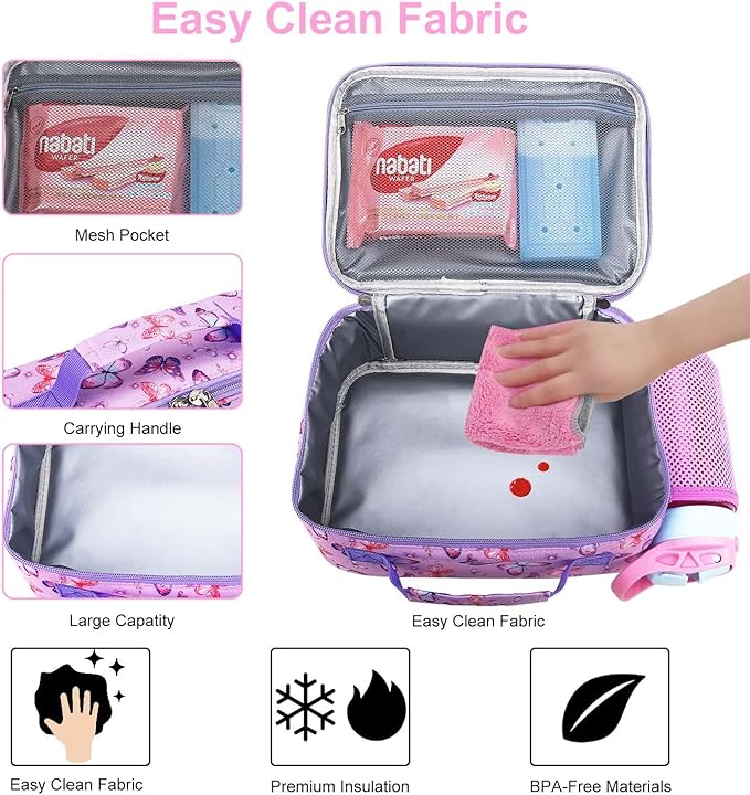 RHCPFOVR Kids Lunch Bag - Insulated Lunch Box for Boys Girls,Washable Lunch Bag and Reusable Toddler Leak-proof Lunchbox for School and Daycare