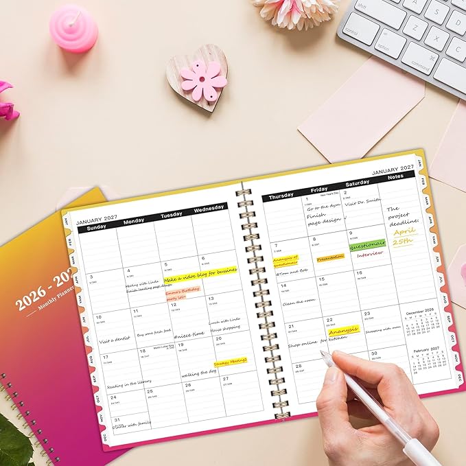 2026-2028 Monthly Planner - 2 Year Monthly Planner Calendar 2026-2028, Jul 2026 - Jun 2028, 8.5" x 11", 24 Months, Spiral-Bound, Tabs, Holidays, Notes, Ideal for School Office Home Planning