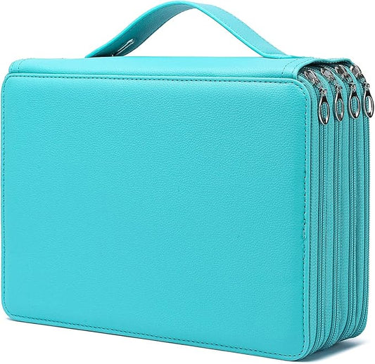 YOUNGCOL 200 Slots Colored Pencil Case - Deluxe PU Leather Pencil Organizer Holder With Zipper Closure Large Pencil Box for Colored Pencils Watercolor Pencils