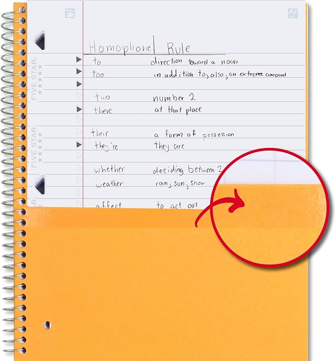 Five Star Spiral Notebook, 3 Subject, Wide Ruled, 150 Sheets | 10-1/2" x 8" Size | Harvest Yellow | Pack of 2 | Study App