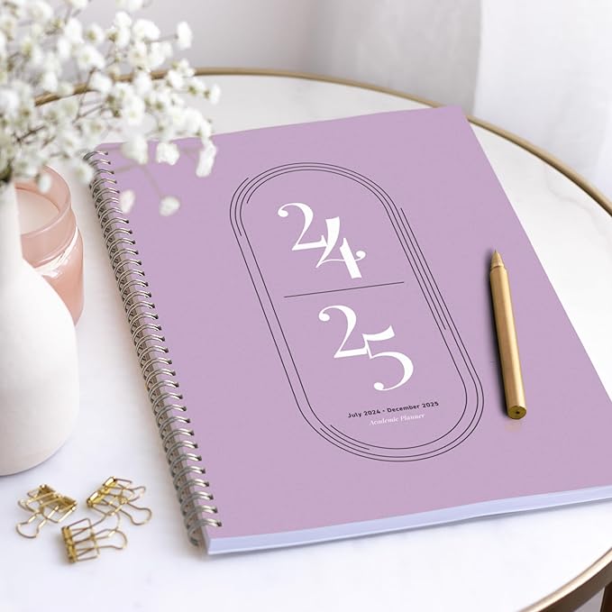 Rileys Academic Planner 2025-2026, Daily, Weekly & Monthly Planner, July 2025 - June 2026, Student Notes Pages, Twin-Wire Binding, Weekly Agenda for School & Work (8.5 x 11-Inches, Lilac)