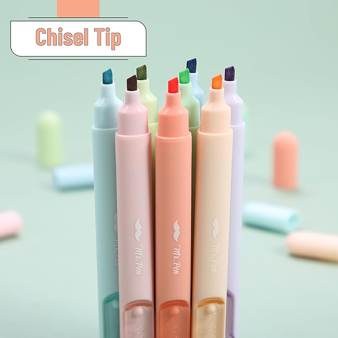 Mr. Pen- Aesthetic Highlighters, 8 Pack, Pastel Colors, Cute Highlighters Assorted Colors for Journaling, Highlighting, Underlining, Fast Dry, Back to School Supplies