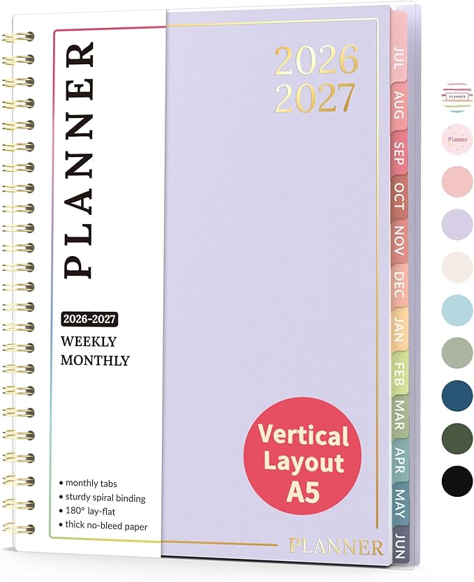 Teacher Planner 2026-2027, Forvencer Academic Planner 2026-2027, Jul 2026 - Jun 2027, 6.3" x 8.5", Weekly & Monthly Planning Book with 7 Periods, School Agenda for Teacher Student, A5,Purple