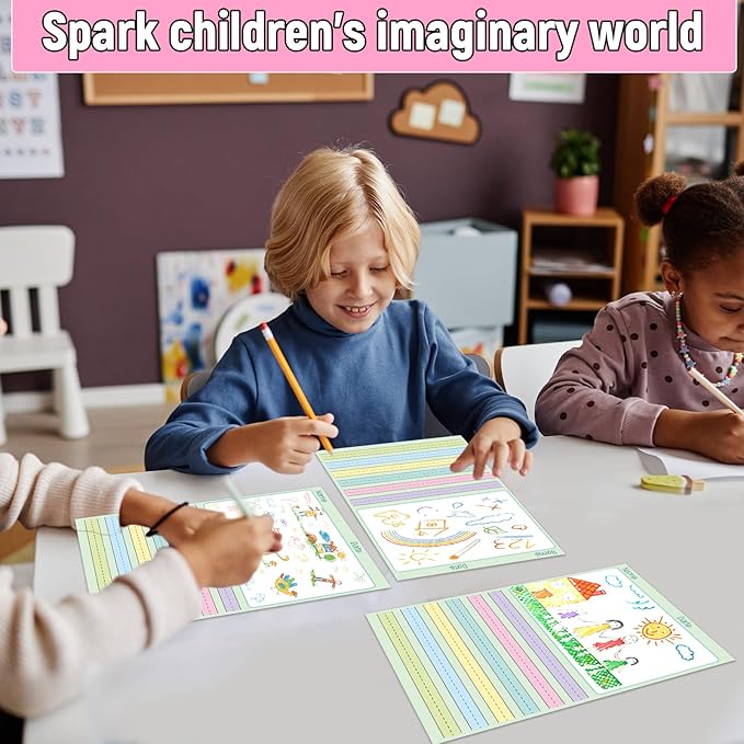 gisgfim 2 Pack Write Beginner Paper 200 Sheets Kindergarten Writing Paper for Kids Story Bulk Primary Notebook Back to School with Picture Space and Lines 8.5" x 11" for Handwriting Practice Creating