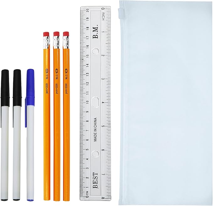 Moda West 22 Piece Bulk School Supplies Kits, Value Pack of 48 Kits - Essential Box of School Supplies Kit with Pens, Pencils, Crayons, and More for Elementary, Middle, and High School Students
