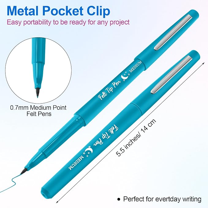 Fuyoooo 20 Pcs Felt Tip Pens 0.7mm Colored Felt Pens Marker Medium Point Journal Planner for Journaling Writing Note Taking Art Office Supplies