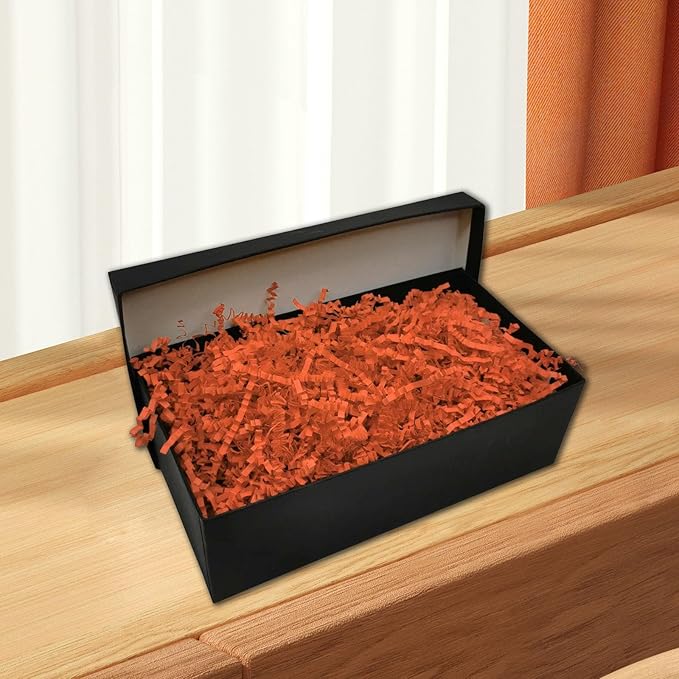 Tisspoms 1LB Orange Crinkle Cut Paper Shred Filler, Paper Shreds for Basket Fillers, Birthday, Gift Wrapping, Anniversary, Wedding, Halloween, Thanksgiving, Christmas Gift Decor Party Filler