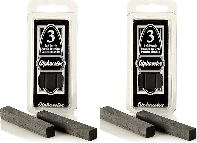 Derwent Alphacolor Soft Pastels, Charcoal, 3 Pastels per Pack (105C) (Pack of 2)