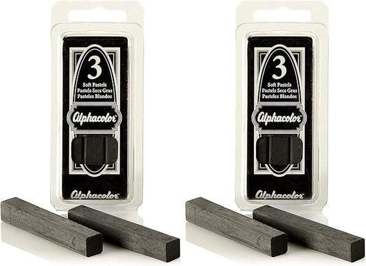 Derwent Alphacolor Soft Pastels, Charcoal, 3 Pastels per Pack (105C) (Pack of 2)