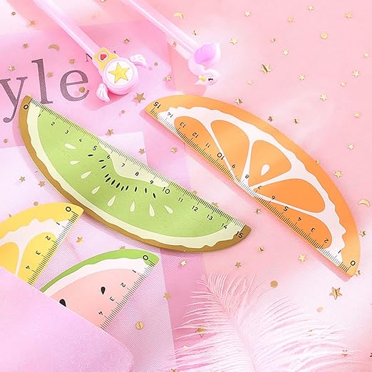 Wooden Rulers for Kids, Wood Measuring Ruler, Student Ruler, Creative Fruit Modeling, for Children, Students, Office Supplies, Teaching Rewards Prizes (20)