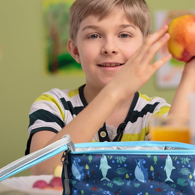 CaCTOUR Lunch Box Kids,Premium Insulated Lunch Bag for Girls Boys,Soft Bag Mini Cooler Back to School Thermal Reusable Lunch Bag for Work School Picnic (Shark)