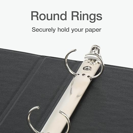 Oxford Ring Binders, 1" Round Ring Binders, View Binder, Covers on 3 Sides, XtraLife Hinge, Non-Stick, PVC-Free, Black, 225 Sheet Capacity (1002546)