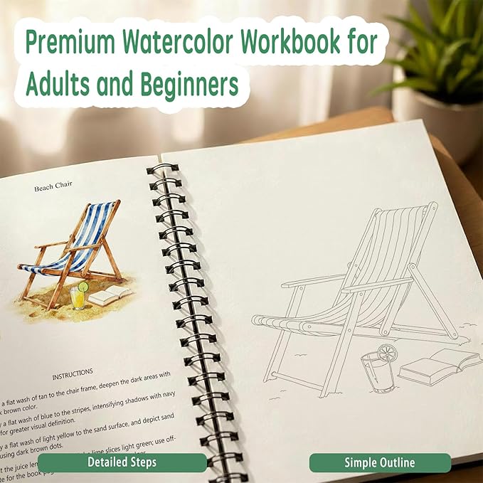 SLWBZ Watercolor Workbooks Coloring Book, Beginner Friendly Painting Kit, Detailed Steps, Creative Exploration Watercolor Book with Paint Set for Adults Teens (Holiday, Without Paint)