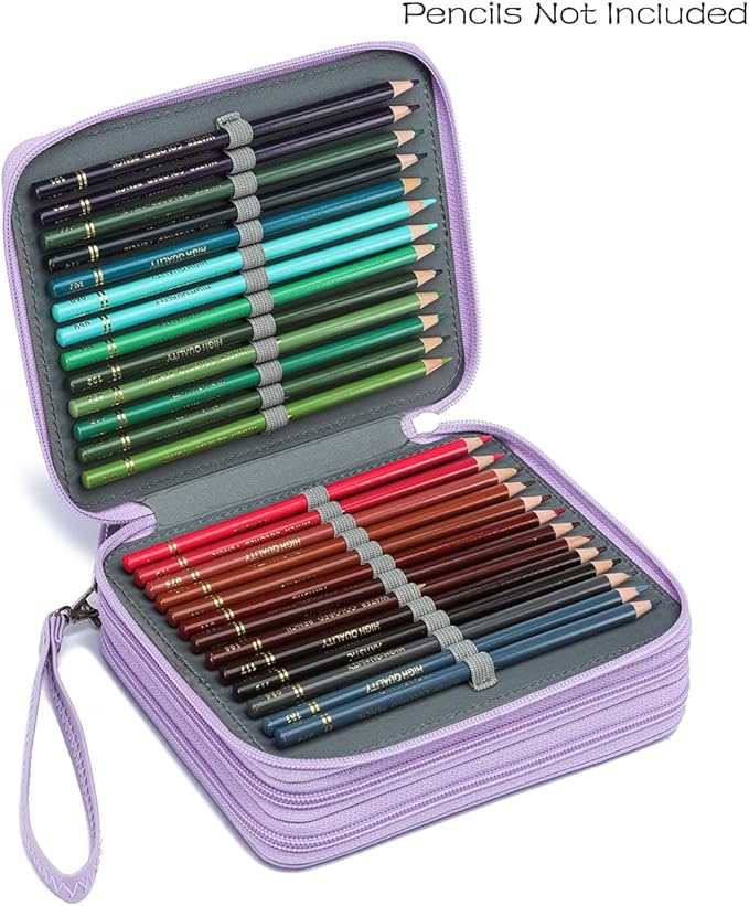 YOUNGCOL Colored Pencil Case 72 Slots PU Pencil Holder with Zipper Color Pencil Organizer Storage for Artist,Purple