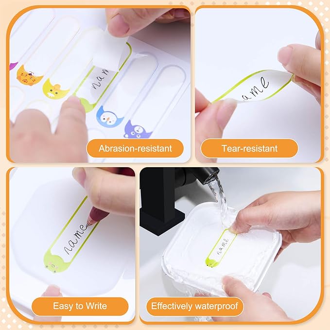 560PCS Labels for Kids Stuff Daycare, Waterproof Baby Bottle Labels, Name Label, Self-Laminating Write-on Tag Stickers