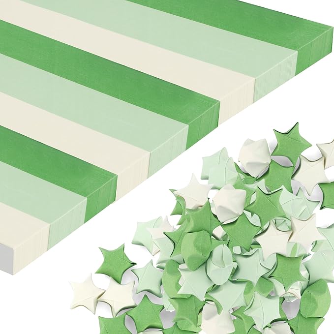 1620 Sheets Star Origami Paper,Green Solid Gradient Color Star Paper Strips,Wish Paper,Lucky Star Decoration,Double Sided Origami Paper,DIY Lucky Star Paper,Handmade Star Origami