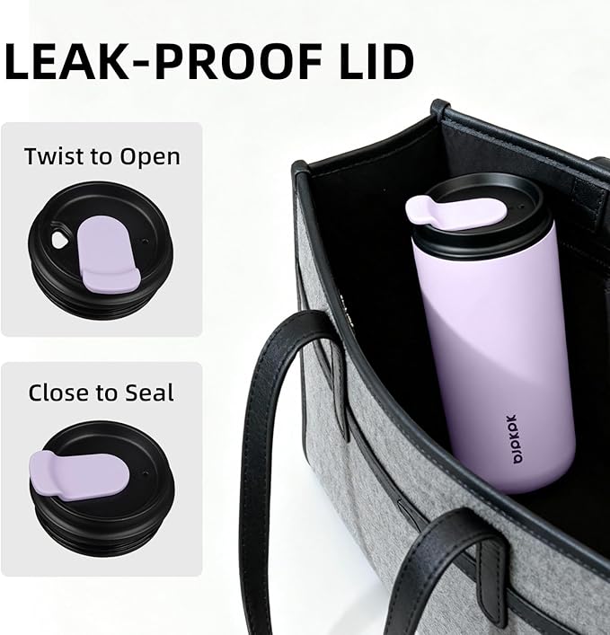 BJPKPK 16oz Insulated Tumbler with Lid,Travel Coffee Mug Stainless Steel,Leakproof Reusable Thermal Cup for Cold and Hot Drinks,Lavender