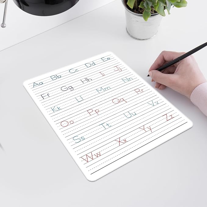 24pcs Dry Erase Board with Lines Handwriting Practice Letter Alphabet Tracing Thickened Whiteboard Must Haves Double Sided Teacher Tool Portable Drawing 12" x 9"