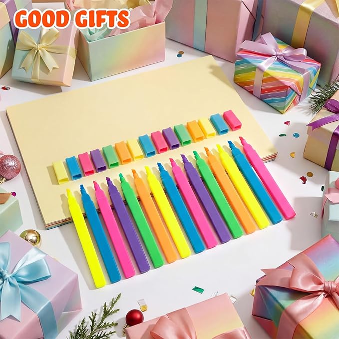 Marspark 120 Pcs Highlighters Bulk Chisel Tip Aesthetic 6 Assorted Colors No Bleed Cute Soft Bright Color Marker Pens for Journal Planner Notes School Study Office Supplies (Bright Colors)