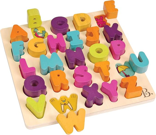 B. toys – Alpha B. Tical – Wooden Alphabet Puzzle – 26 Letter Pieces – Chunky Wooden Puzzle – Educational Toys for Toddlers, Kids – 18+ Months