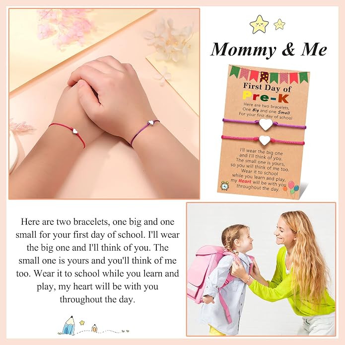UNGENT THEM Big & Small Heart Bracelets Back to School Gifts for Girls