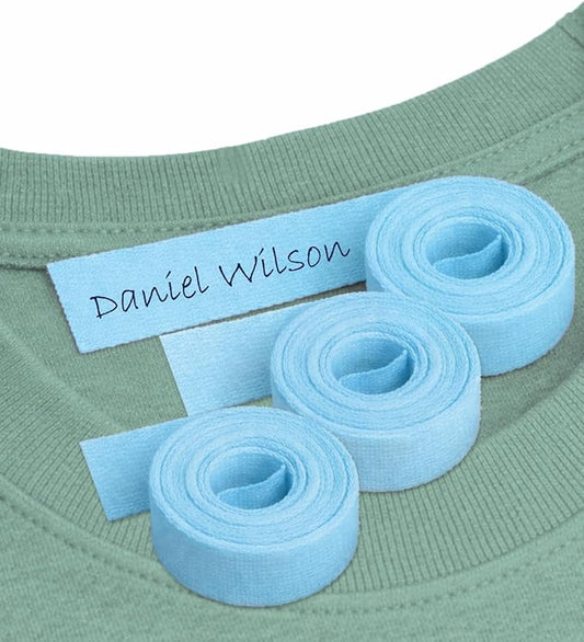 3 Iron-On Blue Fabric Tape. Writable Clothing Label Roll, 3m x 1cm. for Kids, School & Care Settings, Nursery