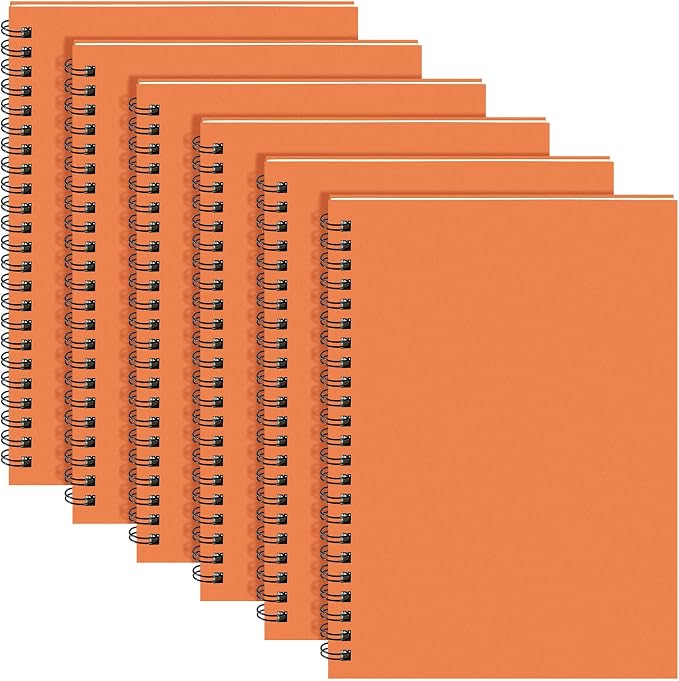 Yahenda 6 Pcs Spiral Notebooks, 1 Subject, Wide Ruled, Orange
