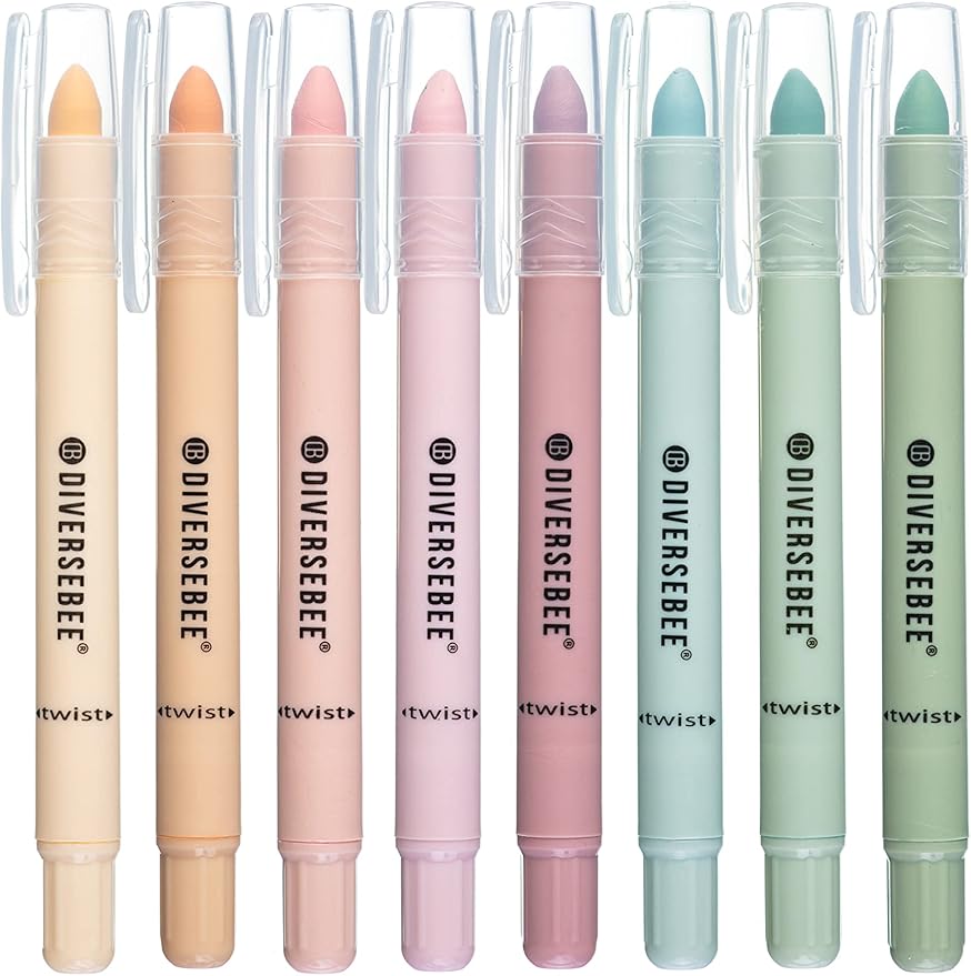 DIVERSEBEE Bible Highlighters and Pens No Bleed, 8 Pack Assorted Colors Gel Highlighters Set, Cute Bible Markers Study Journaling School Supplies and Accessories (Pastel)