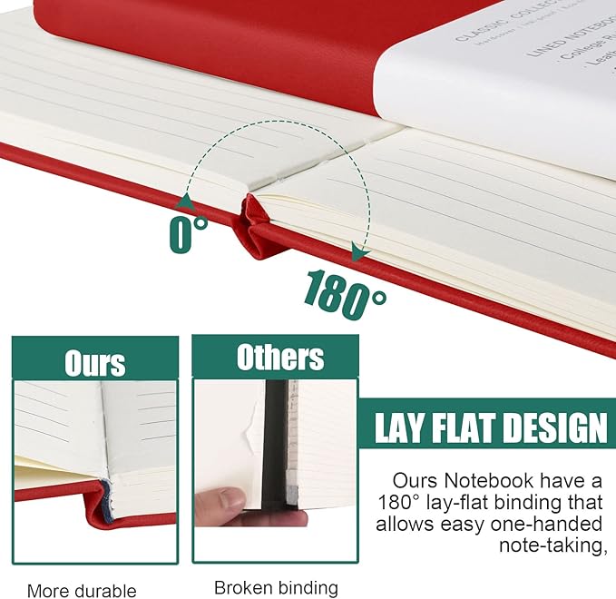 Lined Journal Notebook, 10Pack Hardcover Notebook for Men & Women – Journals for Writing, Work, School, Home & Daily Notes, 160 Pages – Medium A5, 5.7"x8", 100 gsm Thick Paper (Red)
