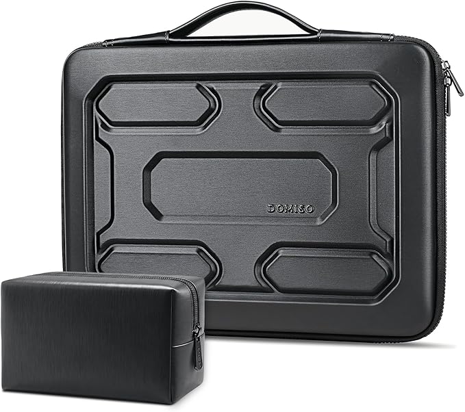 DOMISO Laptop Hard Case 14-14.4 inch Waterproof Shockproof Hard Shell Laptop Sleeve with Handle & Storage Pocket, Compatible with MacBook, HP, Dell, Black