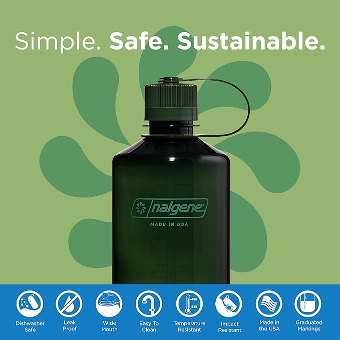Nalgene Leak Proof Tritan BPA-Free Water Bottle - 32 oz Narrow Mouth - Made in the USA for Outdoor Use & Daily Hydration (Jade) (Pack of 6)